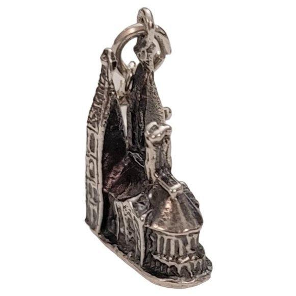 800 Silver Round Spring Clasp Koln Cologne Cathedral Germany Charm E329 - Picture 5 of 12